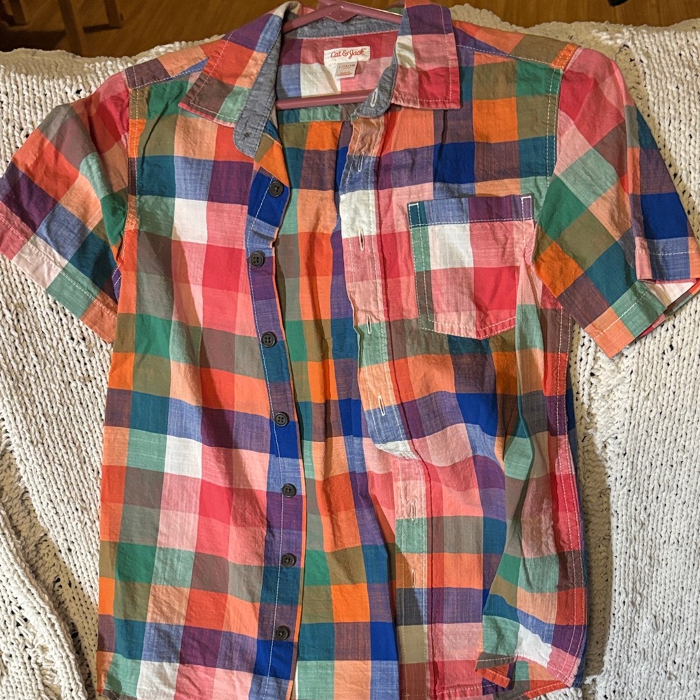 Cat & Jack Colorful Plaid Short Sleeve Shirt